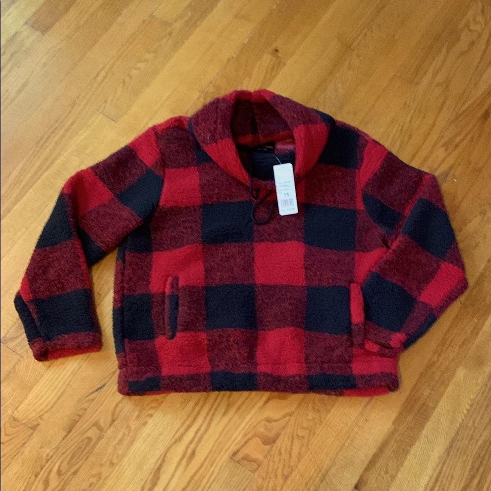 Marissa Olivia Buffalo Plaid Red and Black Sherpa  NWT Size 1X
